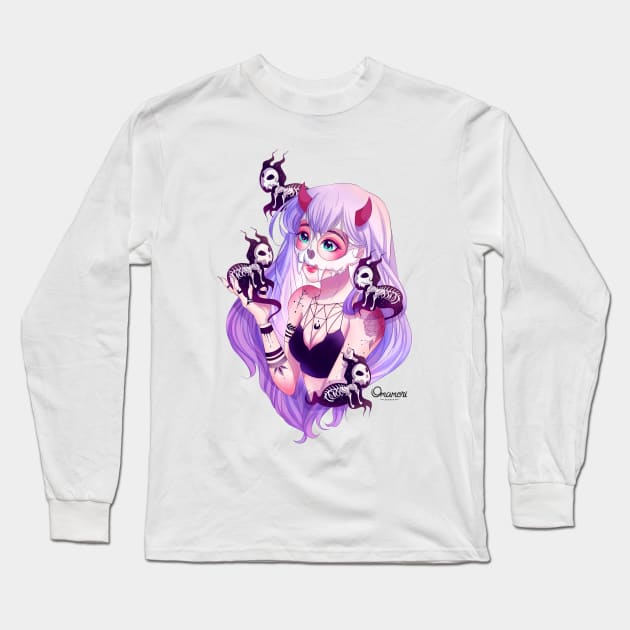 Ayla Cat Necromancer Long Sleeve T-Shirt by OmamoriStudio